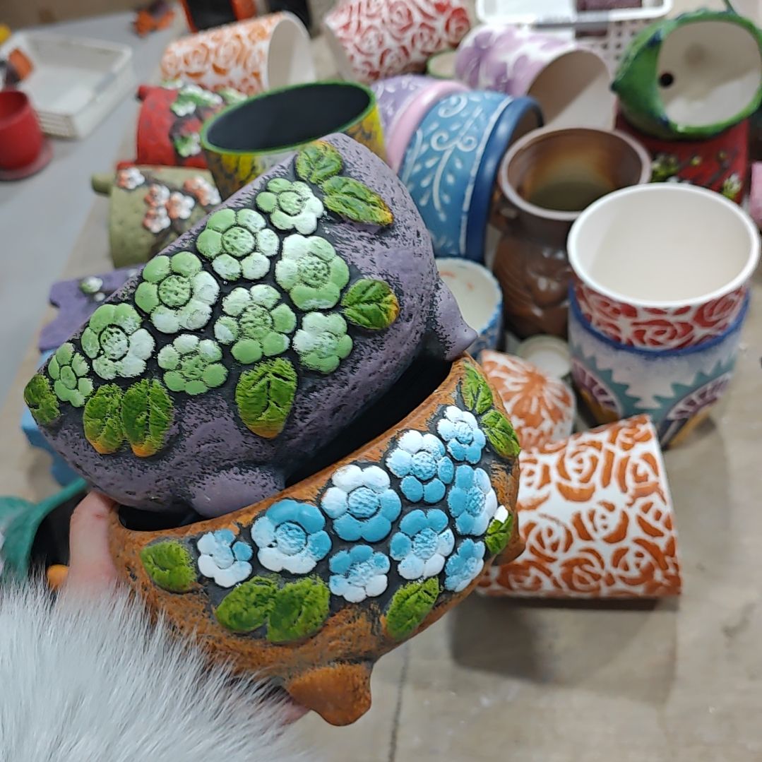 红陶吸水透气的白陶花盆凑满12发货