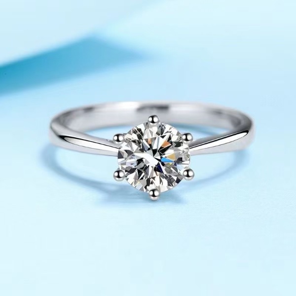 925银戒指 【不梵珠宝】周家六爪0.3CT经典女戒