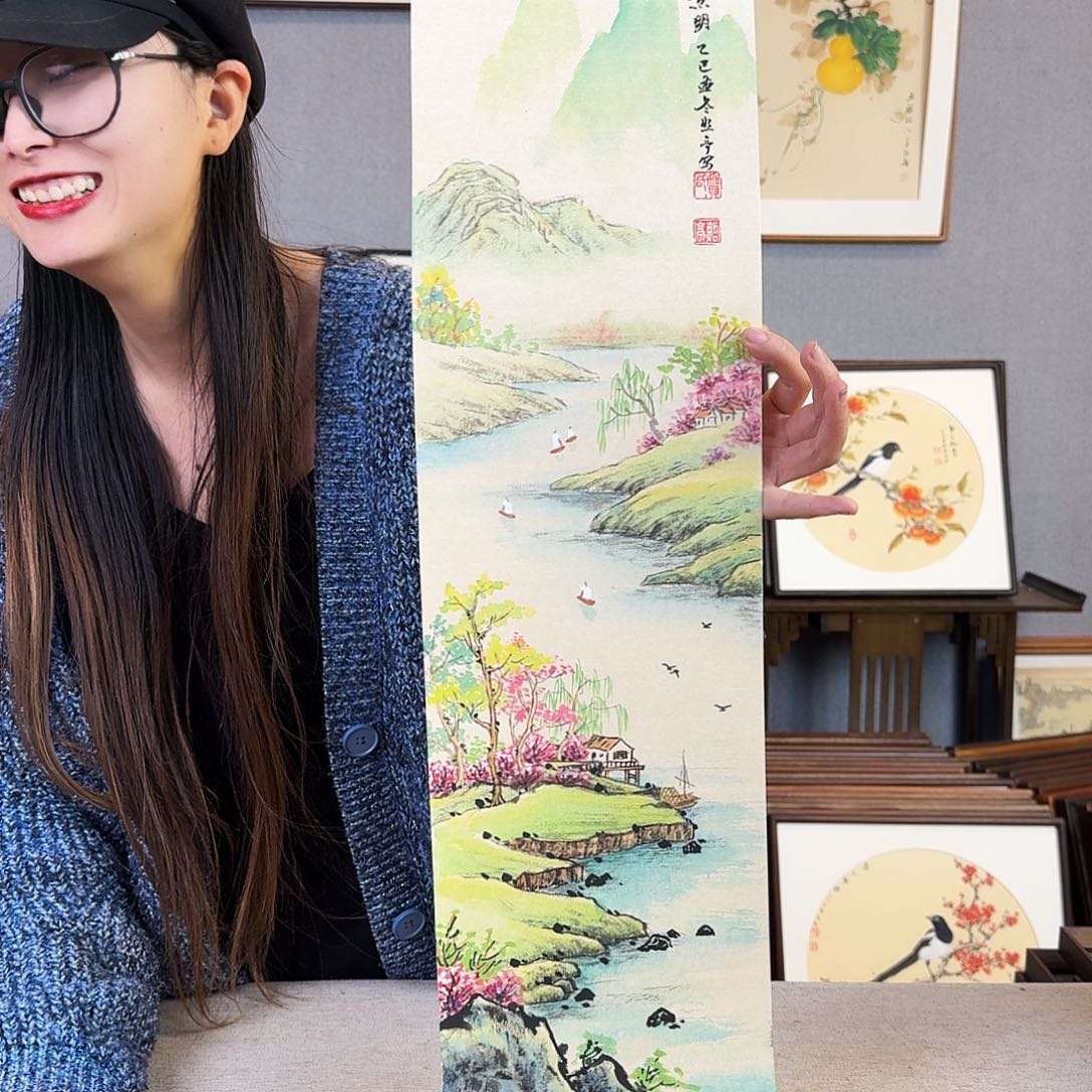 国画手绘带框尺寸：20*70