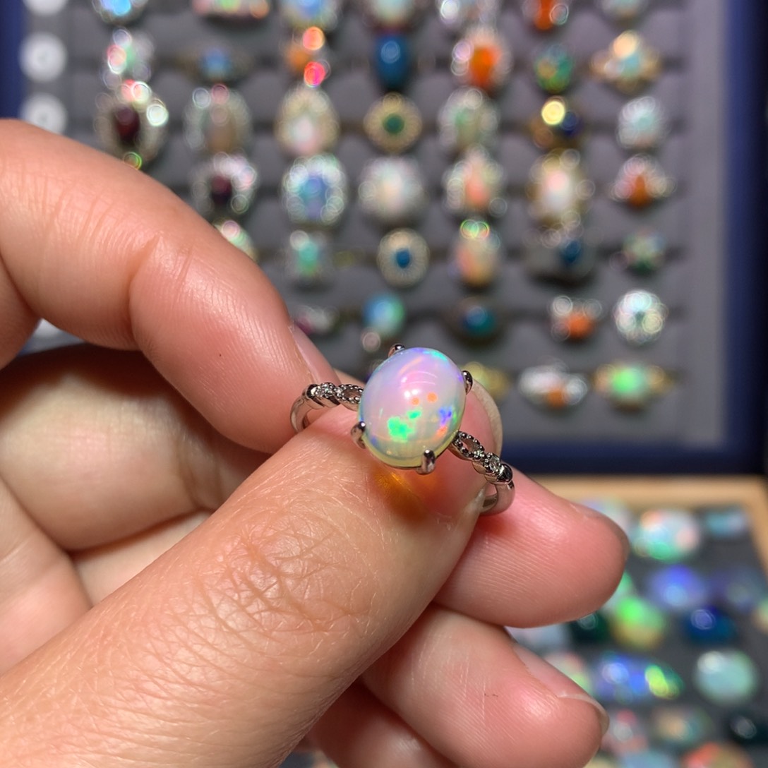 欧泊戒指款式银S925镶嵌