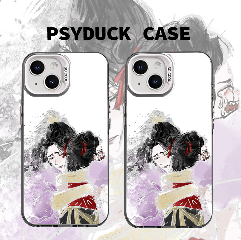 适用苹果华为一加iQOO小米殷夫人哭泣哪吒彩银白底创意防摔手机壳