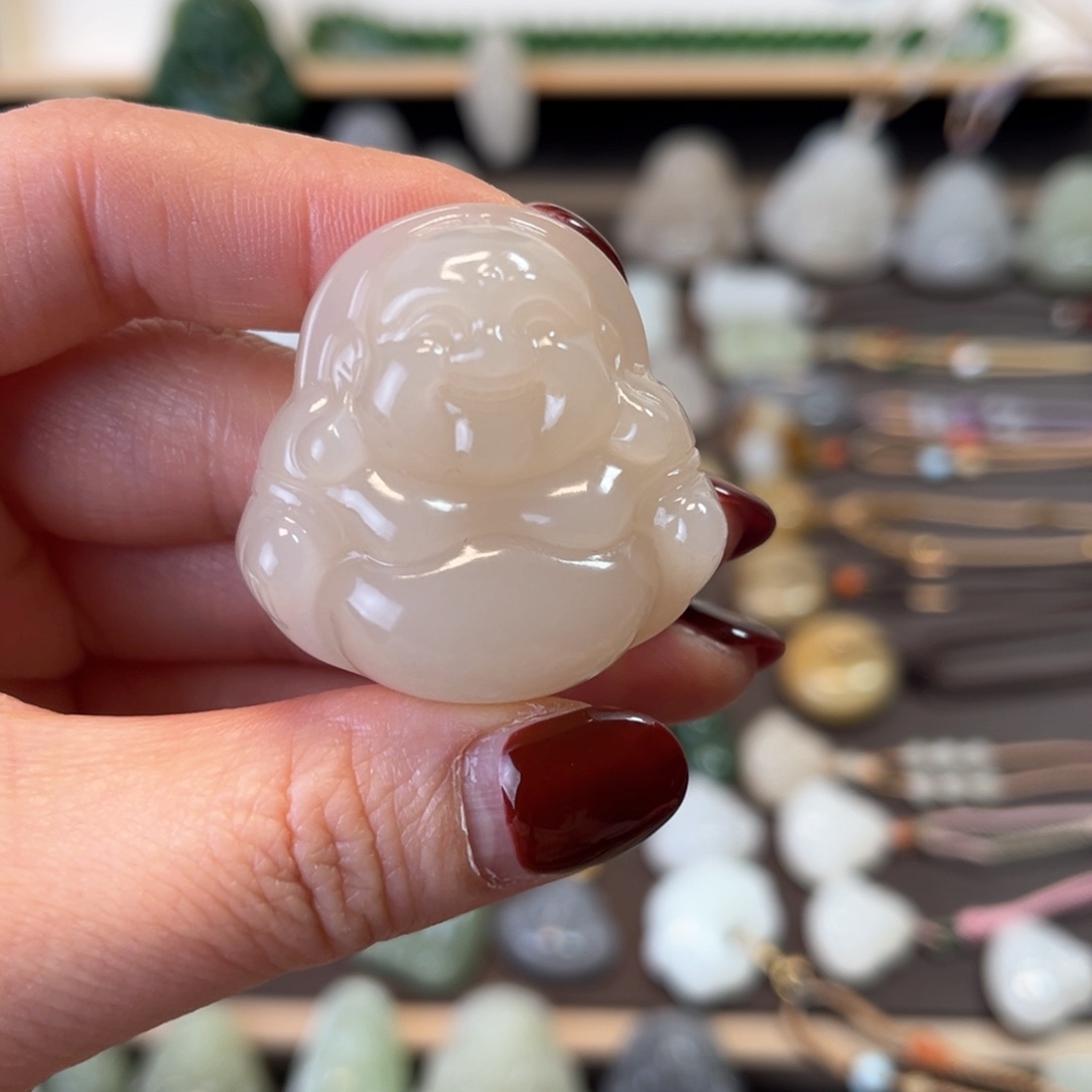 和田玉颈饰未镶嵌?***?藕粉佛公