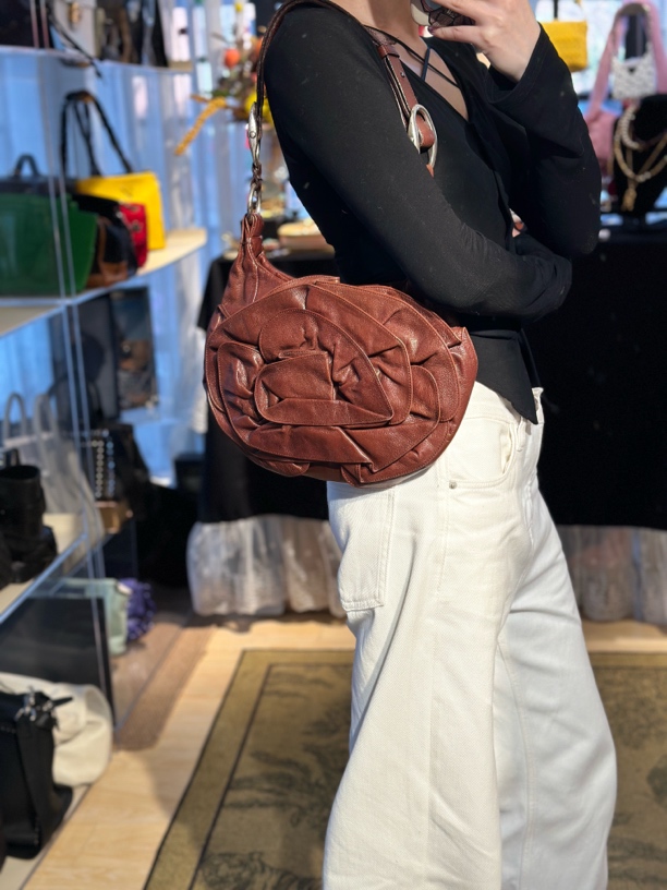 95新 YSL/圣罗兰 怪怪 花朵复古单肩包