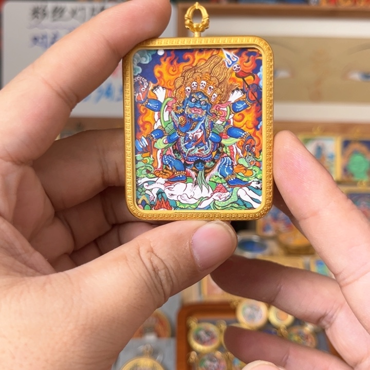 吊坠嚣*有点梵唐卡   大黑天
