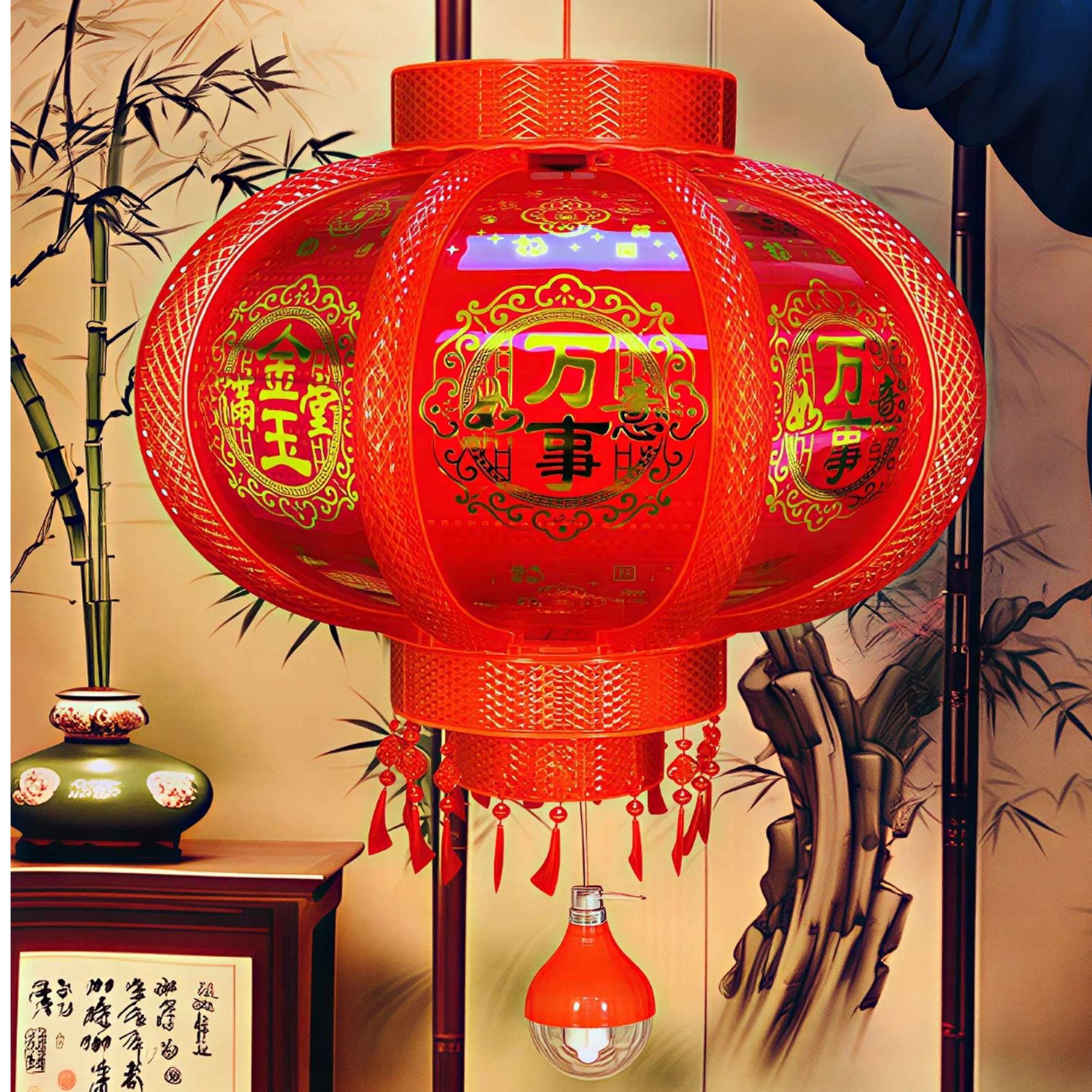 豪华钻石款版中国红马年新款旋转走马灯适合结婚乔迁装饰