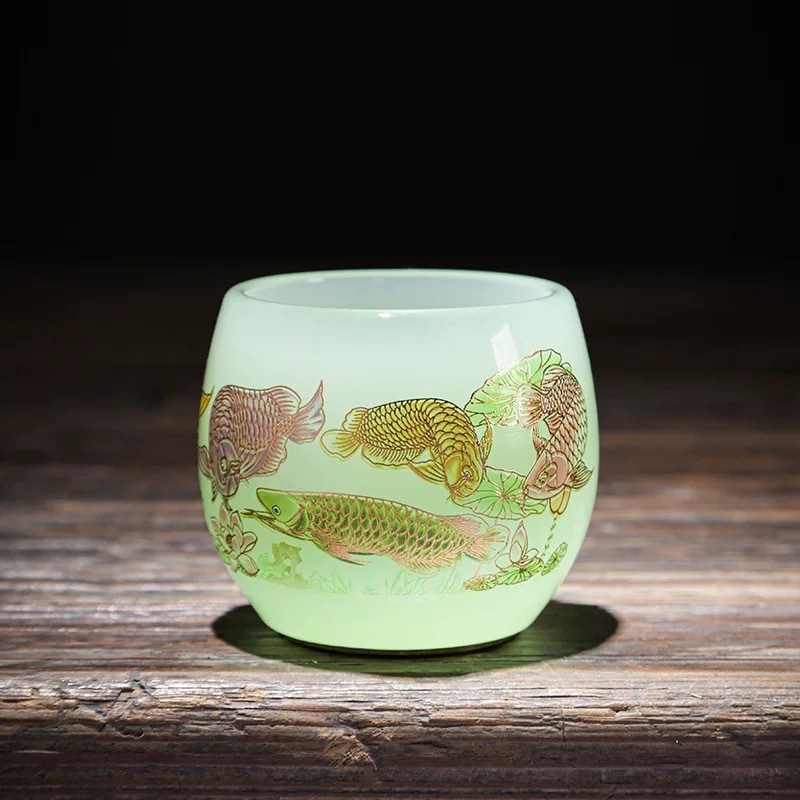 官方正品《汝青·玉龙鱼》琉璃主人杯/容量70毫升手工