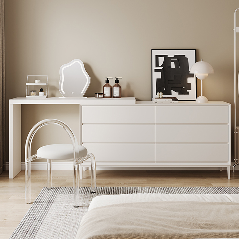 唐妆奁奶油风梳妆台家用化妆桌小户型床尾柜卧室化妆台实木烤漆柜