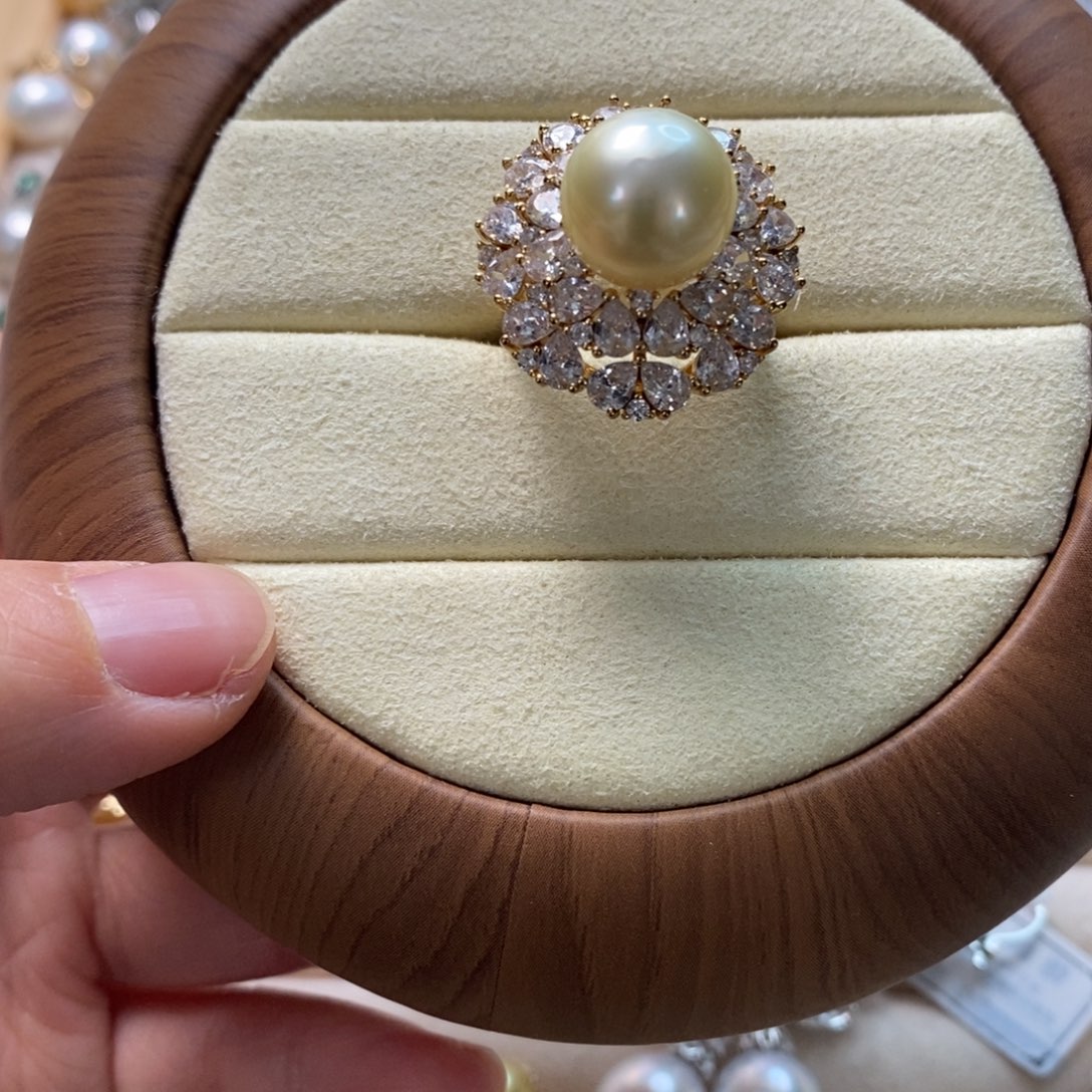 海水珍珠戒圈银S925镶嵌