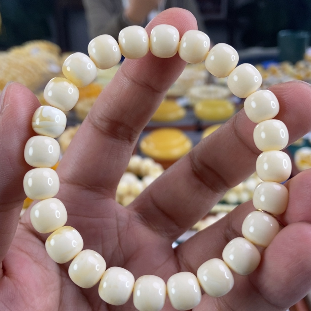 琥珀珠宝奇石未镶嵌9白蜡同料串10.66