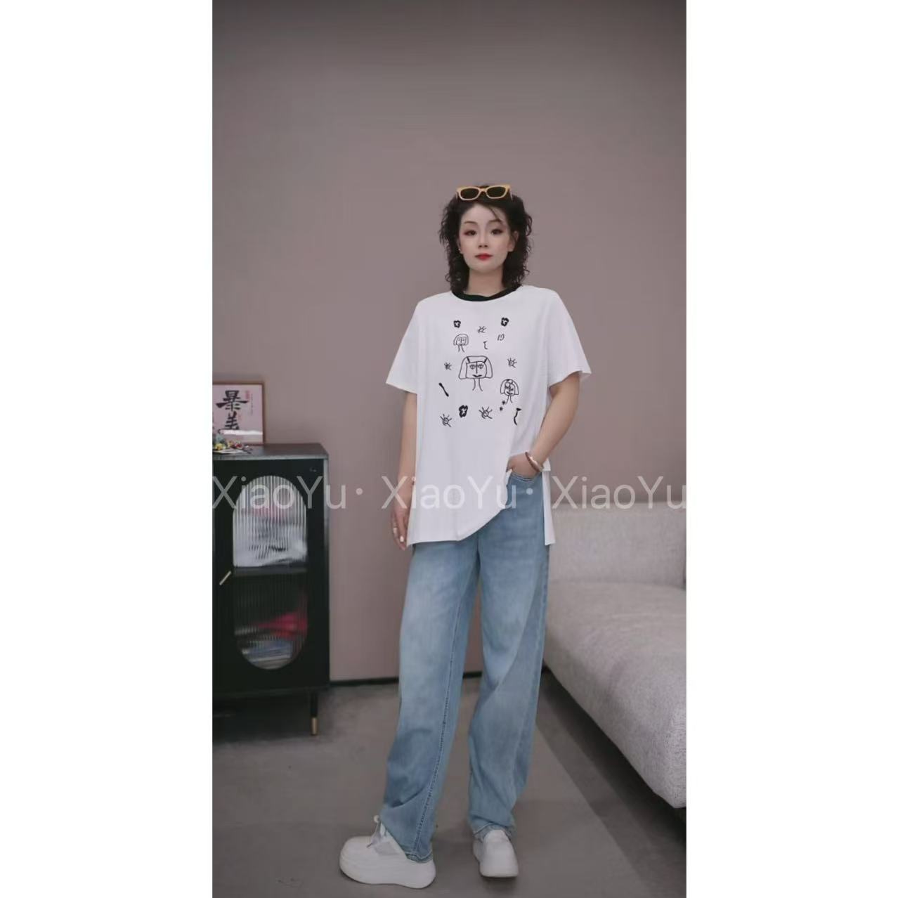 欧货【刺绣涂鸦拼色短袖T恤】UP 293【No退换】瑕疵品