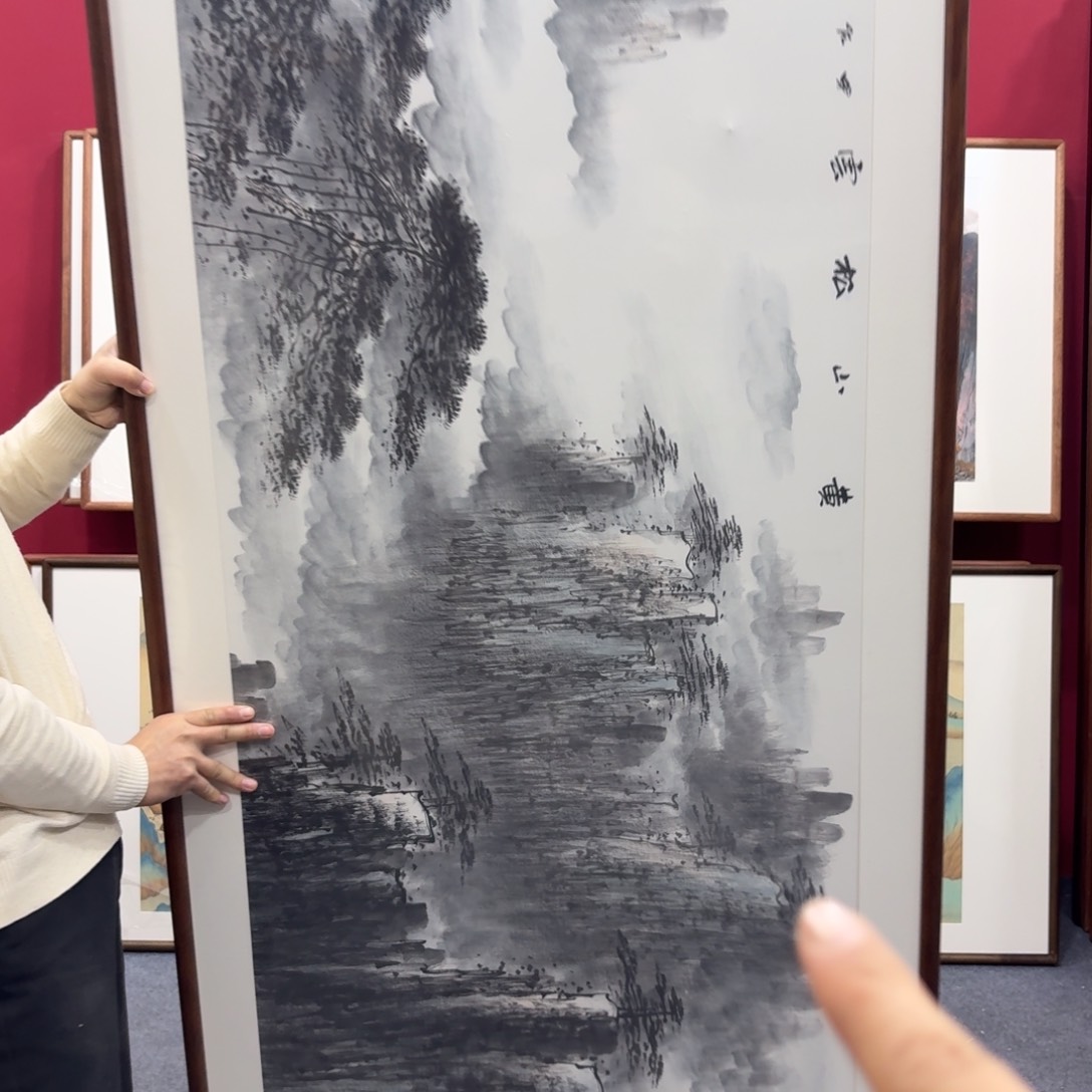 国画大**4手绘作品带框210成80