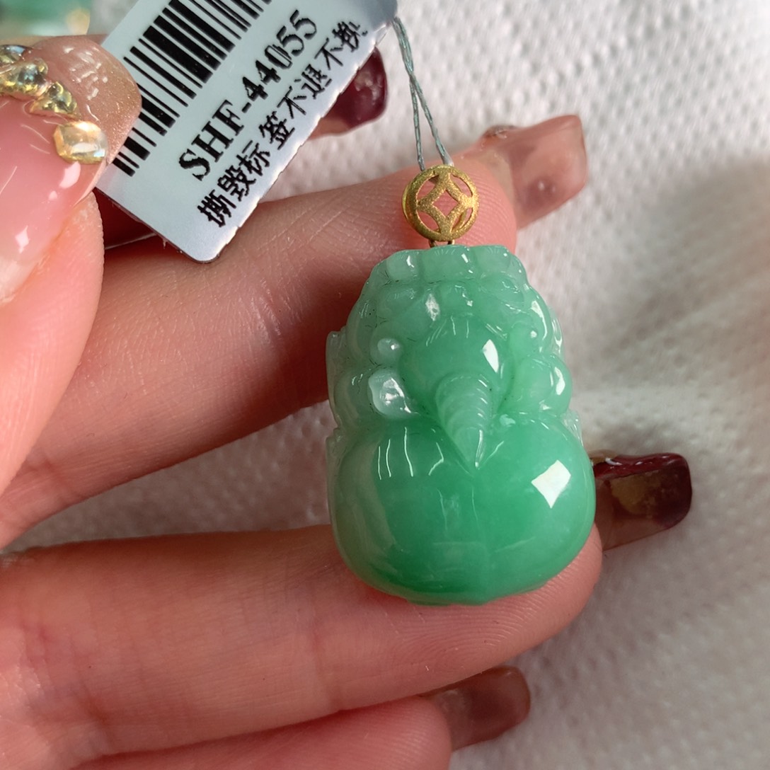 翡翠吊坠(不含链)18K金镶嵌
