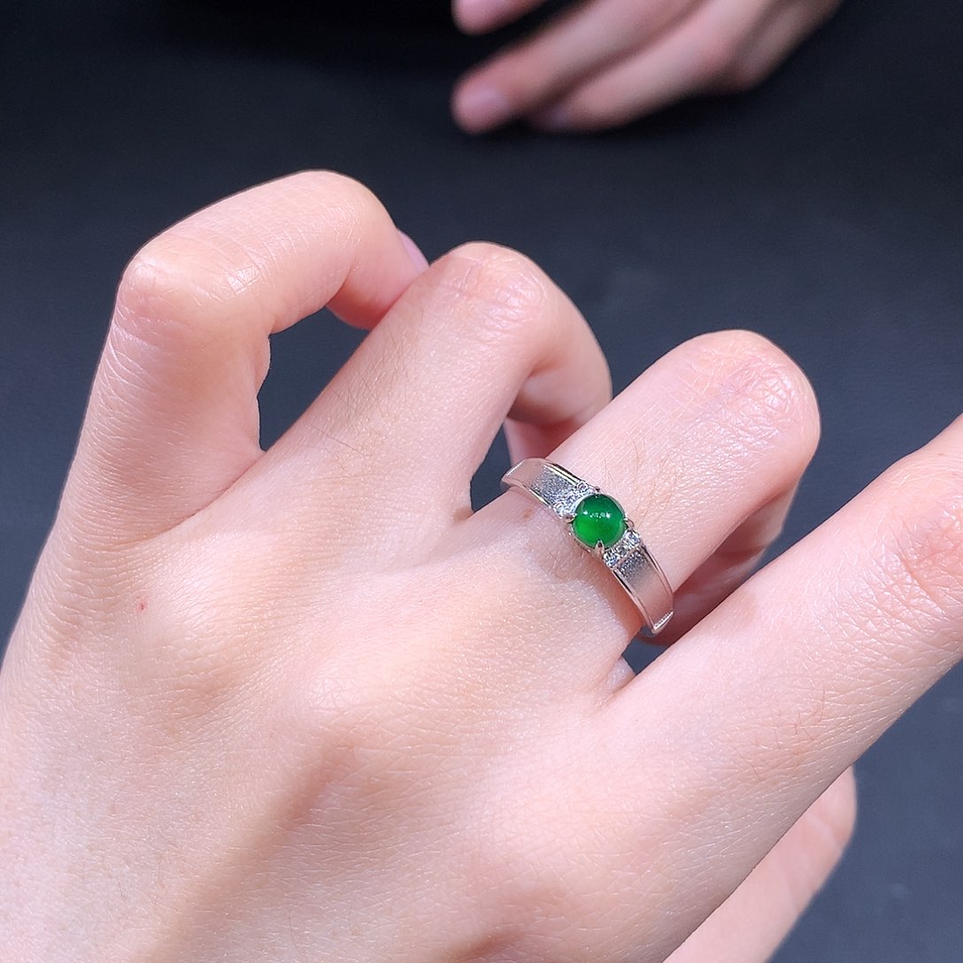 银S925镶嵌戒指翡翠翡翠