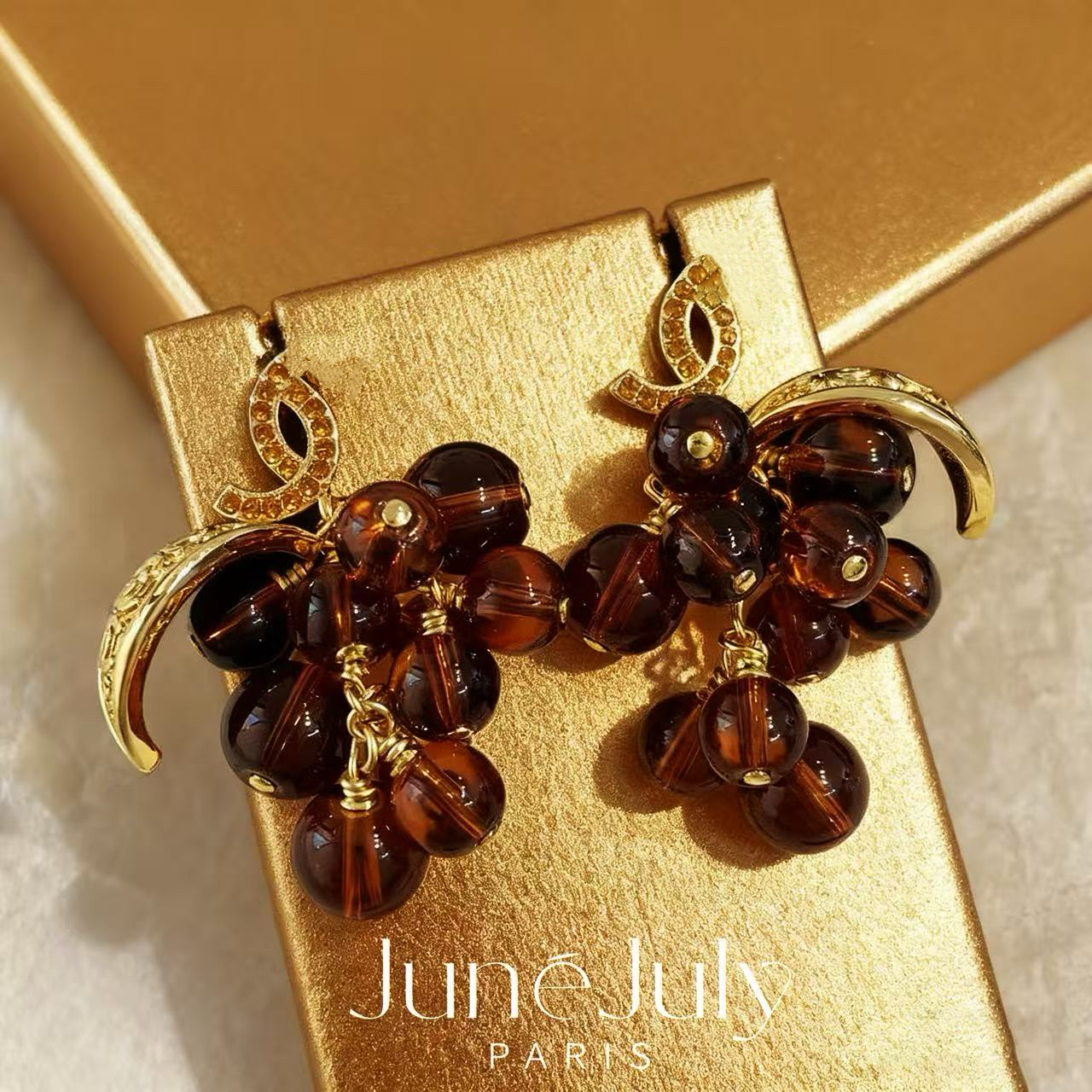 铜合金耳饰 JuneJuly高级感精致瑞丽风紫色葡萄耳环