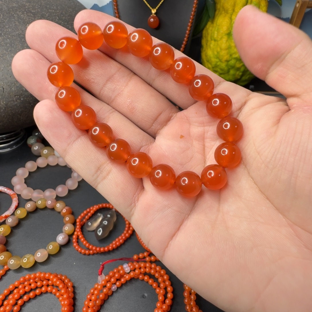 南红玛瑙未镶嵌单圈卡10冰橘