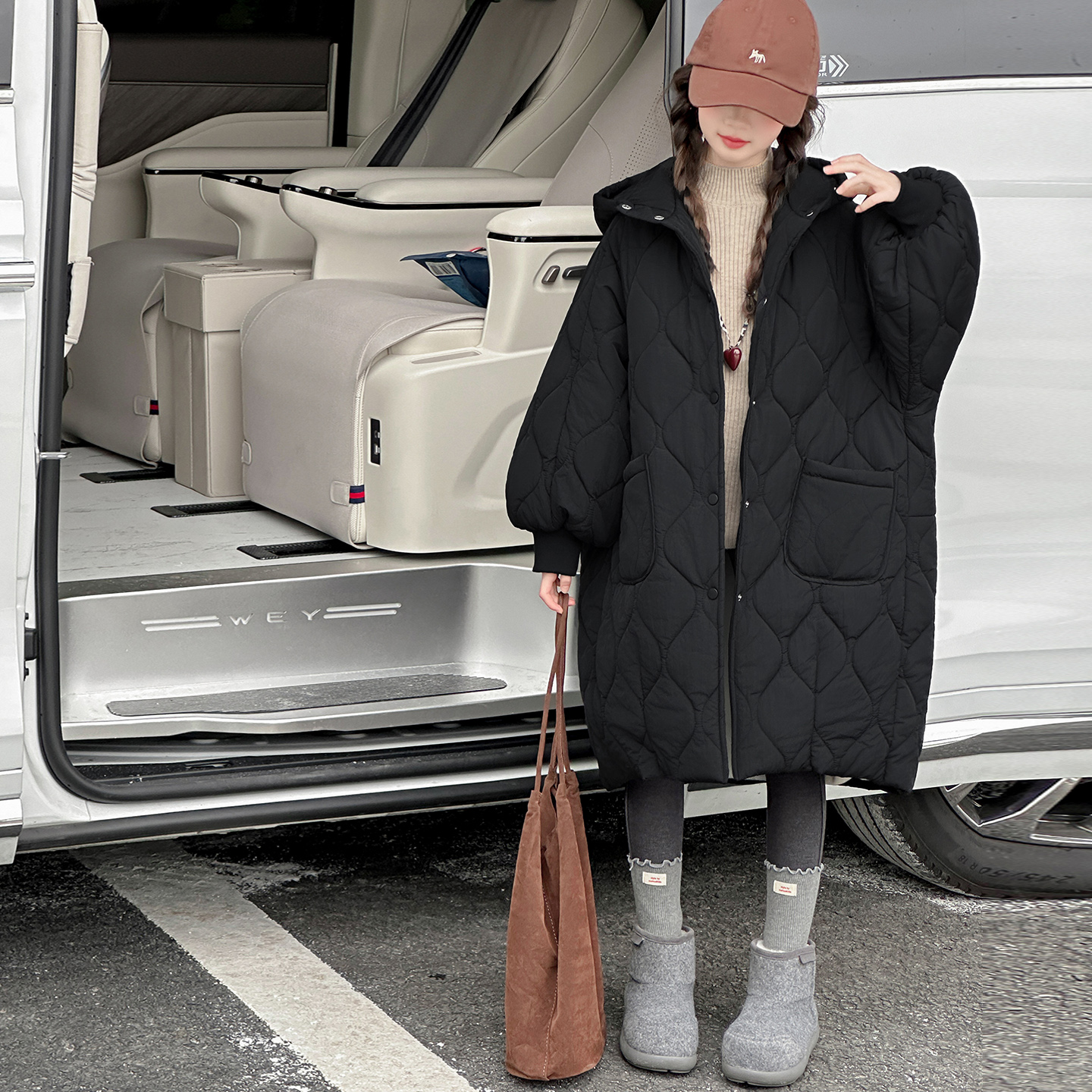 女童长款棉服休闲连帽中长款加厚韩版冬季