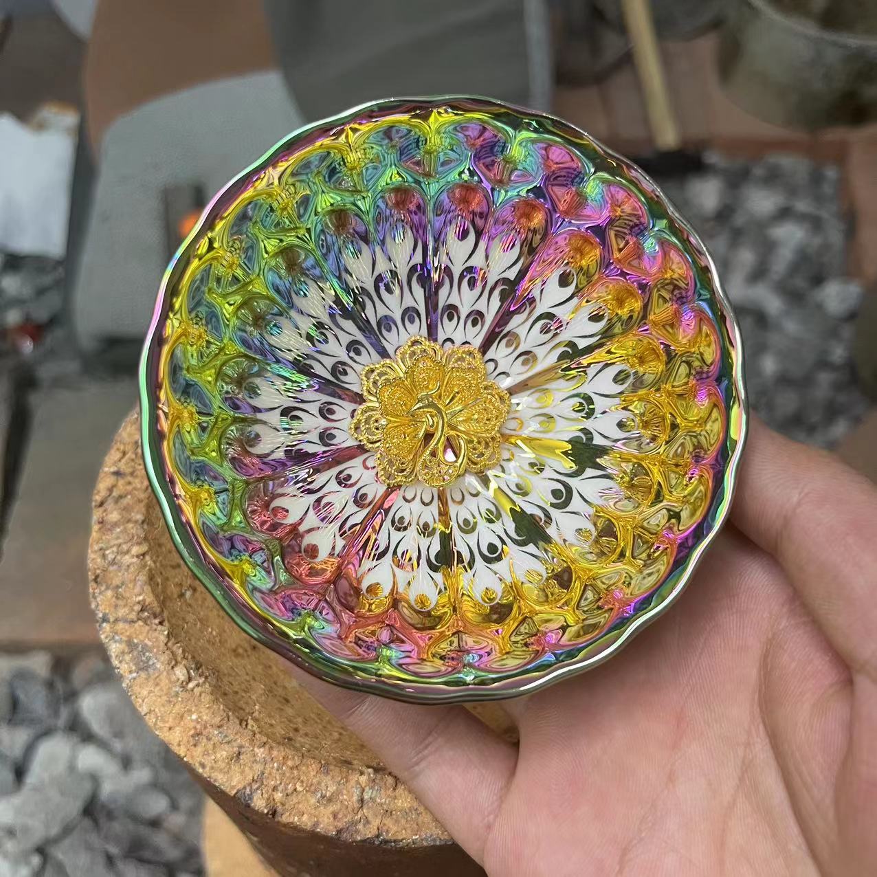 手工茶器 梦幻之羽孔雀主人杯