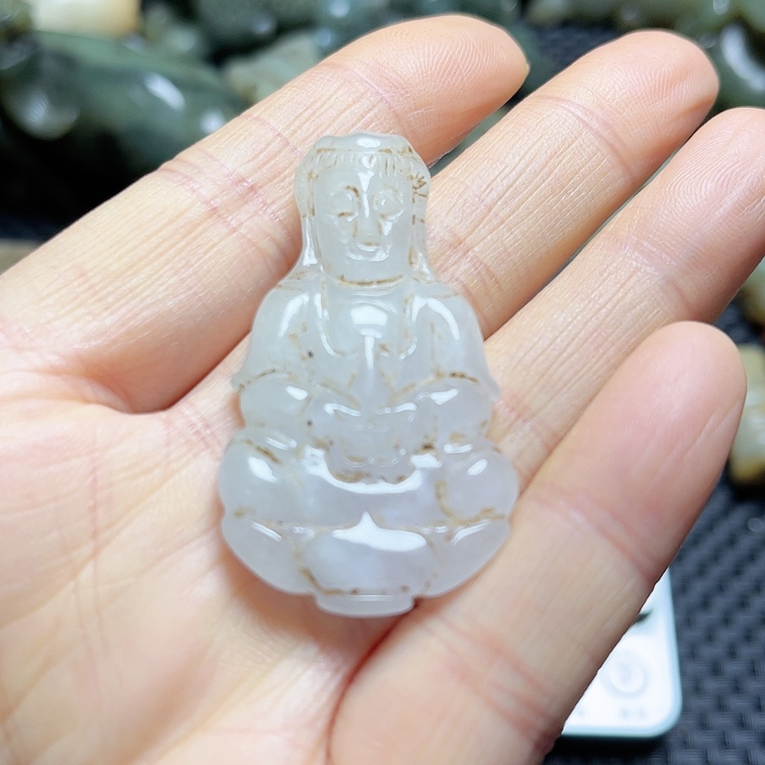 白玉菩提吊坠摆件