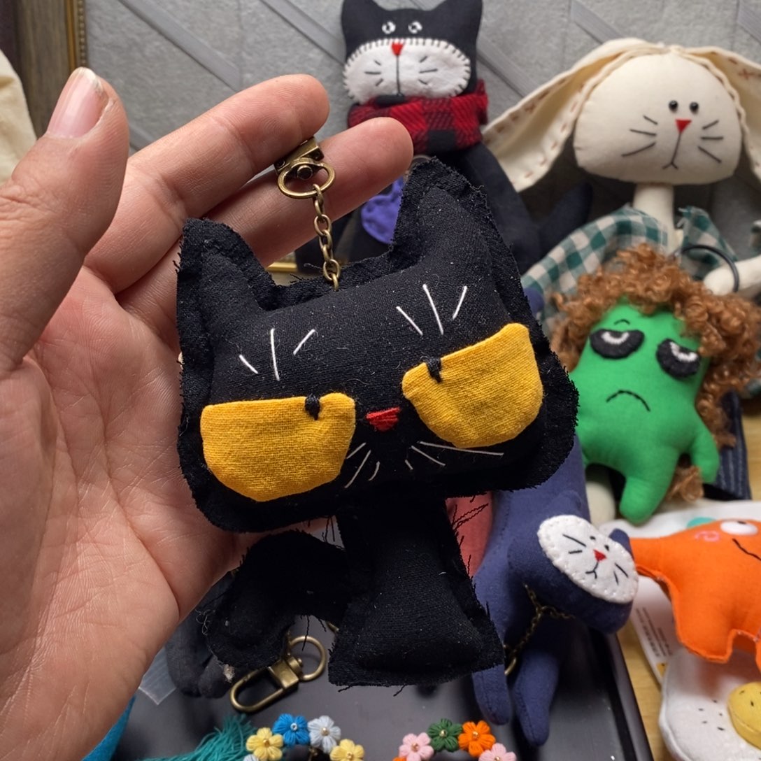 亚麻棉猫咪挂件的