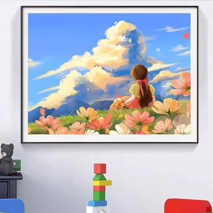 纯手工绣好的十字绣成品767时光女孩客厅卧室装饰挂画