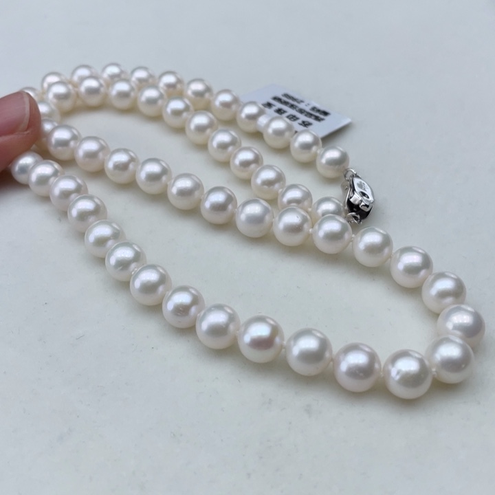 淡水珍珠银S925镶嵌颈饰卡8➕极光白炫彩高品