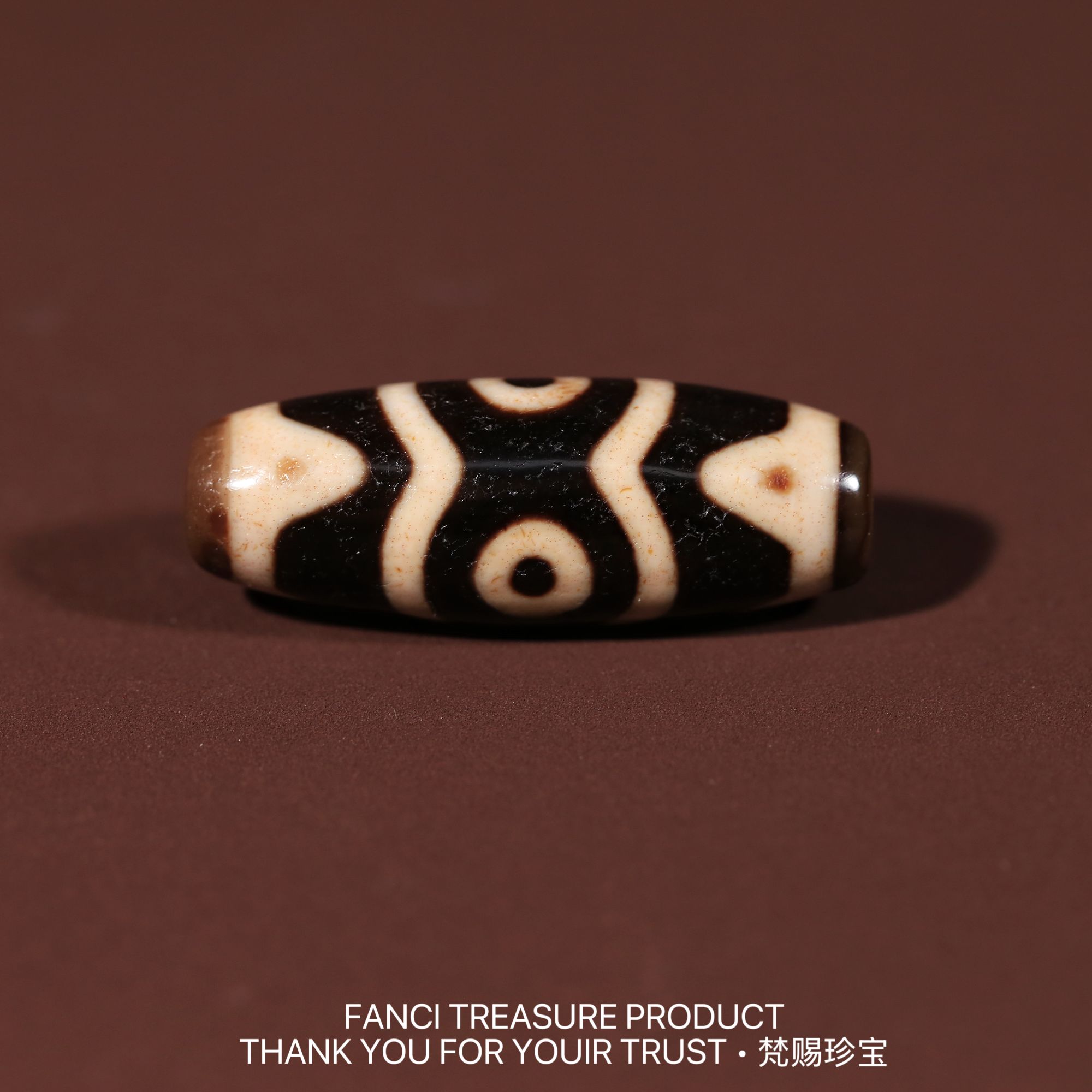 梵赐珍宝·【行运任晓攀老超顶料满砂】金刚莲花三眼37.6x13.9mm天珠