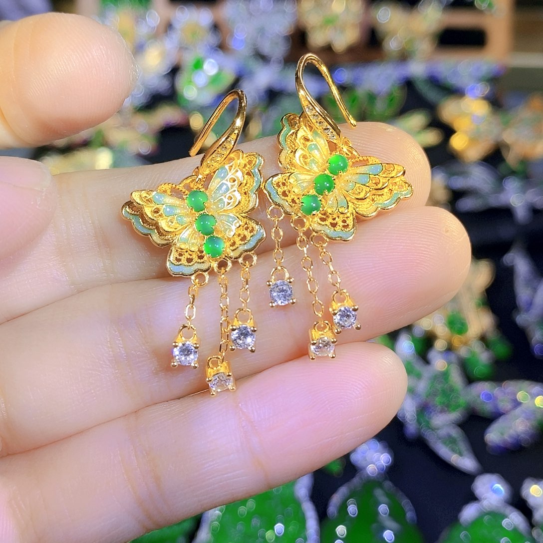 吊坠(不含链)银S925镶嵌翡翠