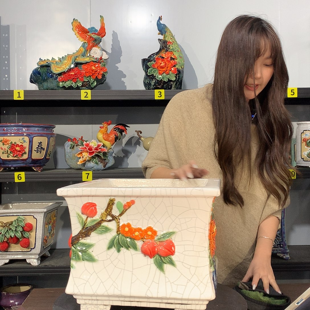 闲***室高温烧制石湾花盆微瑕