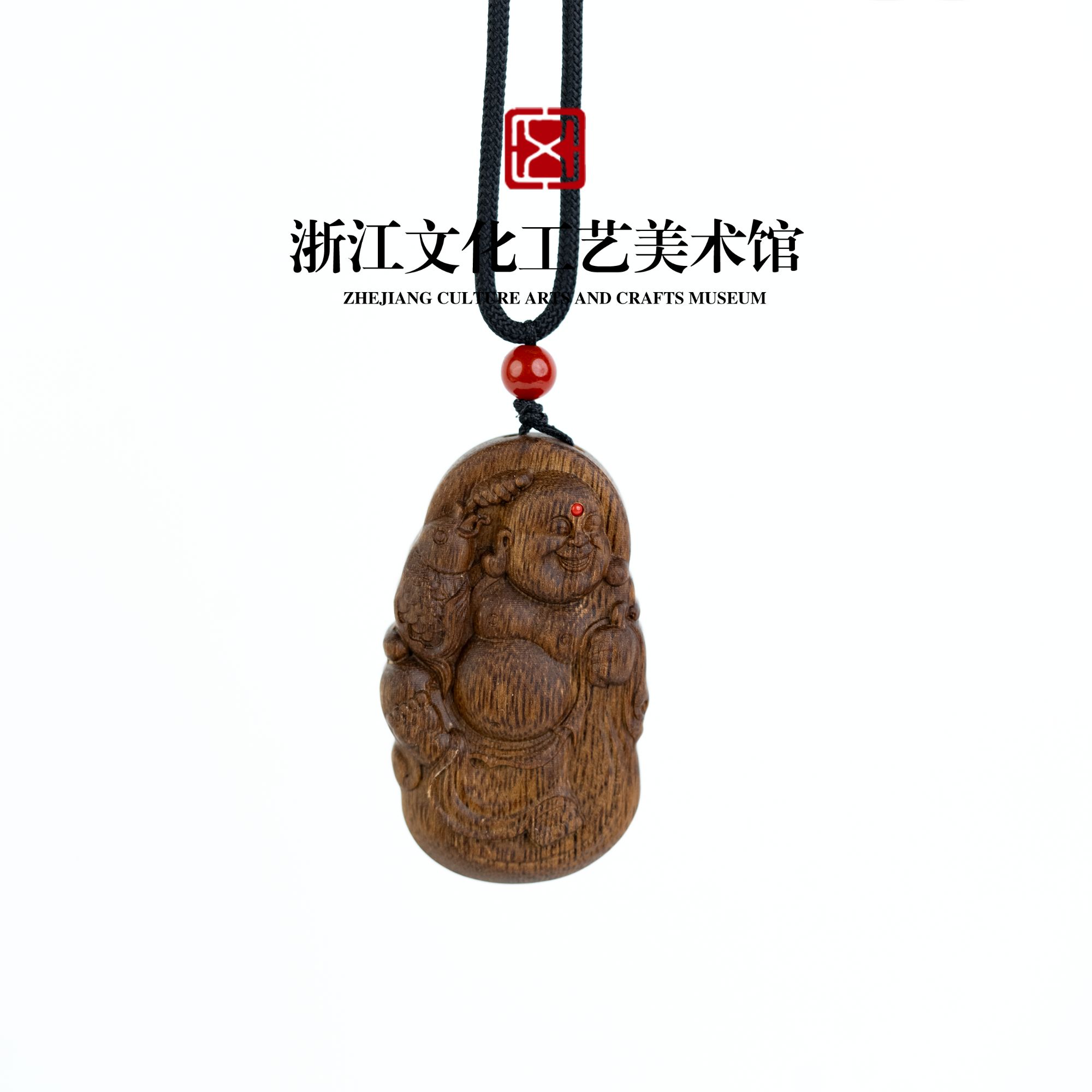 C430 越南老惠安蜜结黄奇楠弥勒佛雕件15.57g JH
