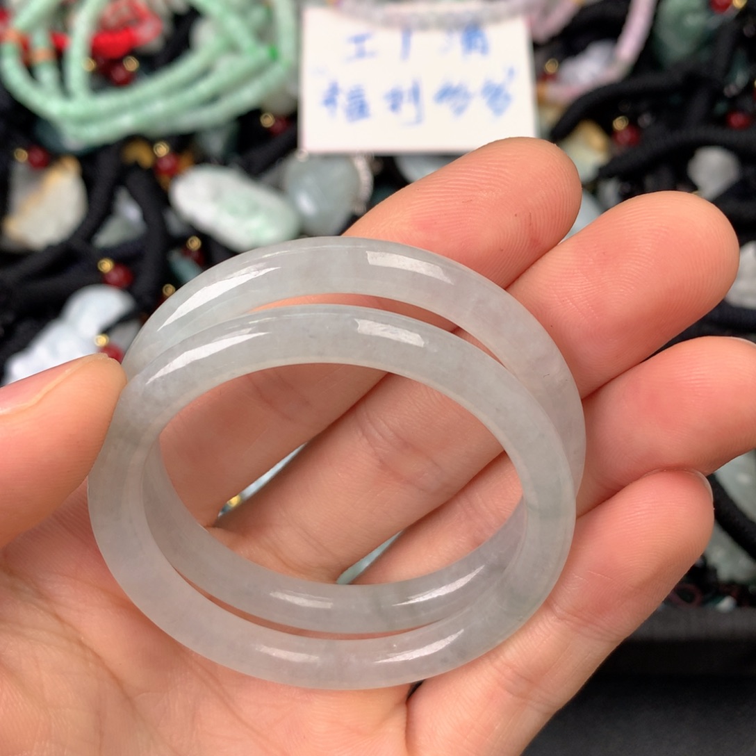 溪***）翡翠手镯未镶嵌童镯一对