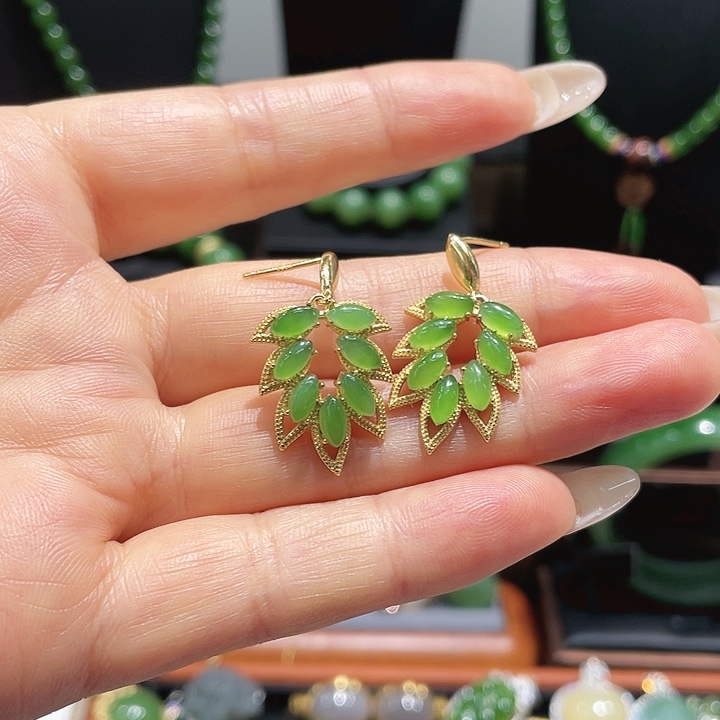 和田玉银S925镀金镶嵌戒指