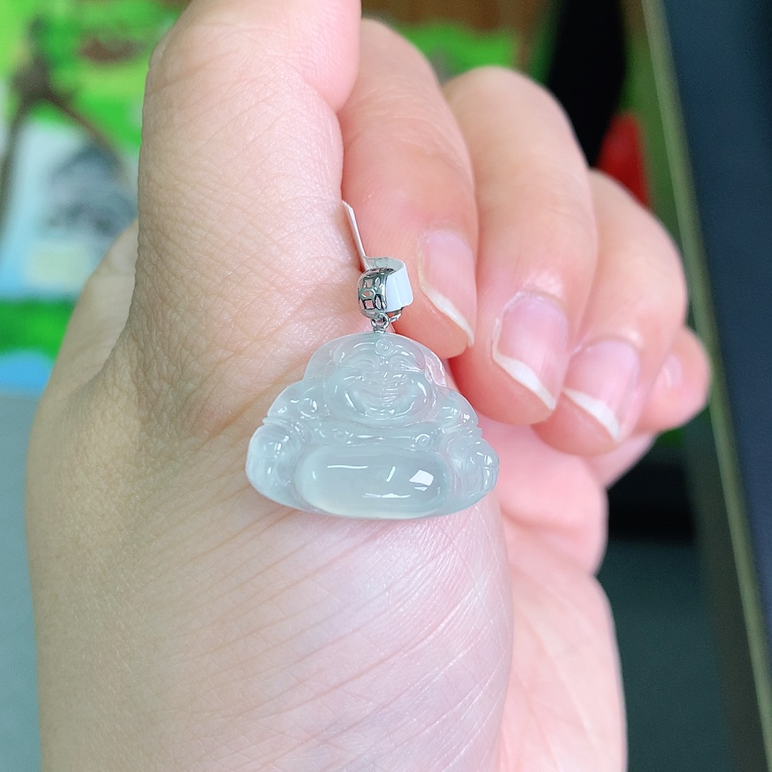 翡翠颈饰18K金镶嵌冰晴佛公15*20*4.6