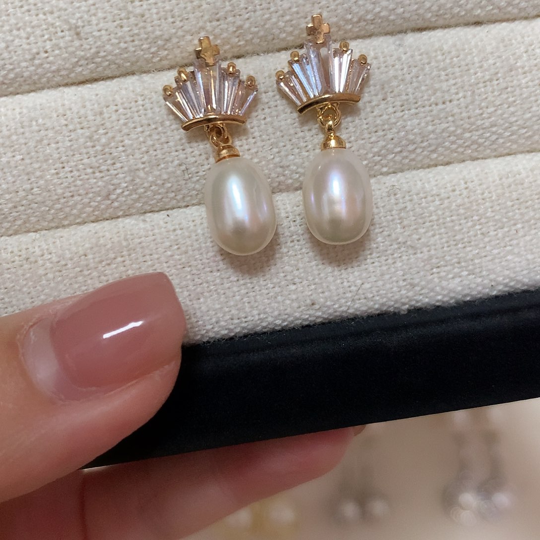 淡水珍珠耳饰合金