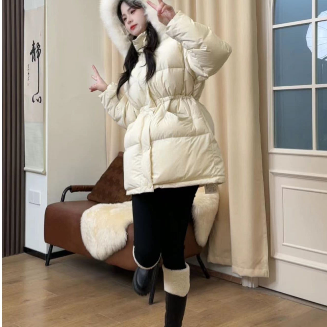 【严选】漫天飞雪D3YRF1858白鸭绒冬季时尚休闲百搭显瘦羽绒服