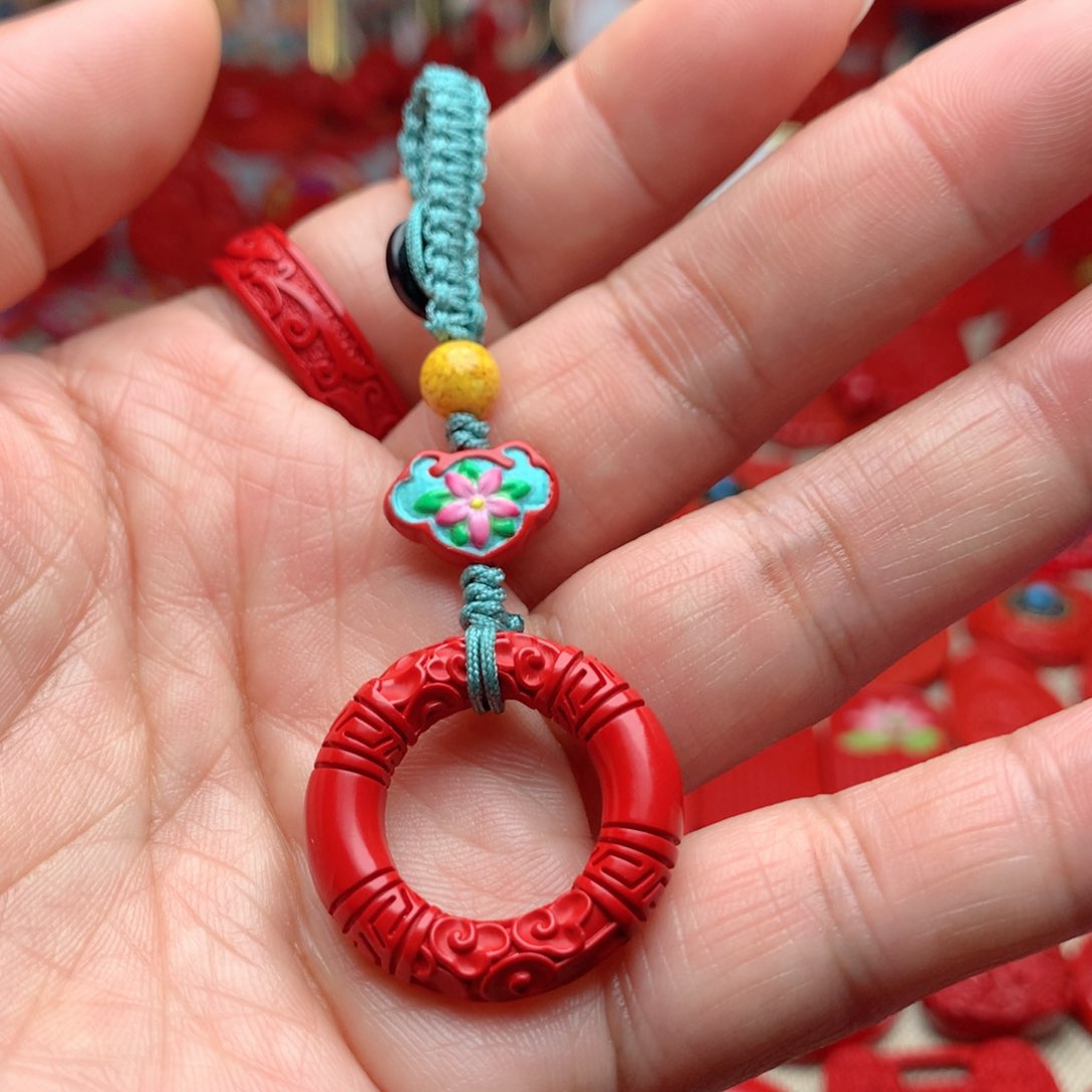 天然辰砂工艺品朱砂钥匙扣