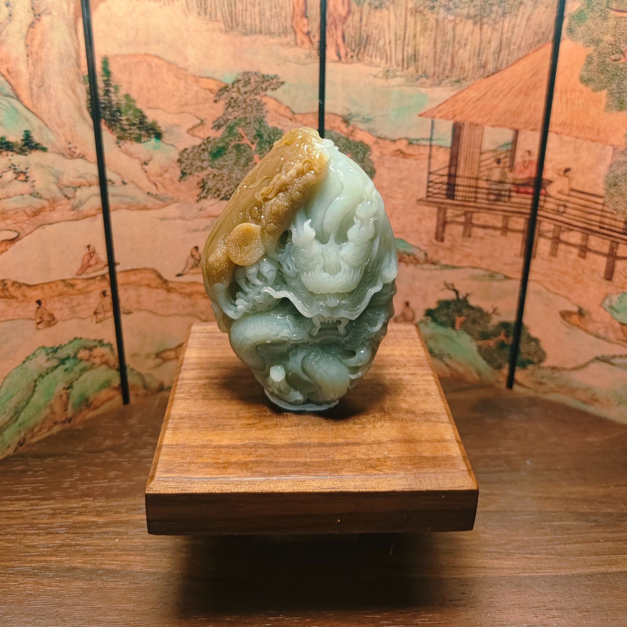 E和田玉龙形手把1392