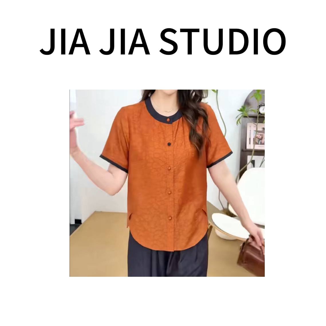 【嘉嘉推荐】#1335 夏季新款 莱塞尔 冰丝 圆领拼色中老年妈妈装