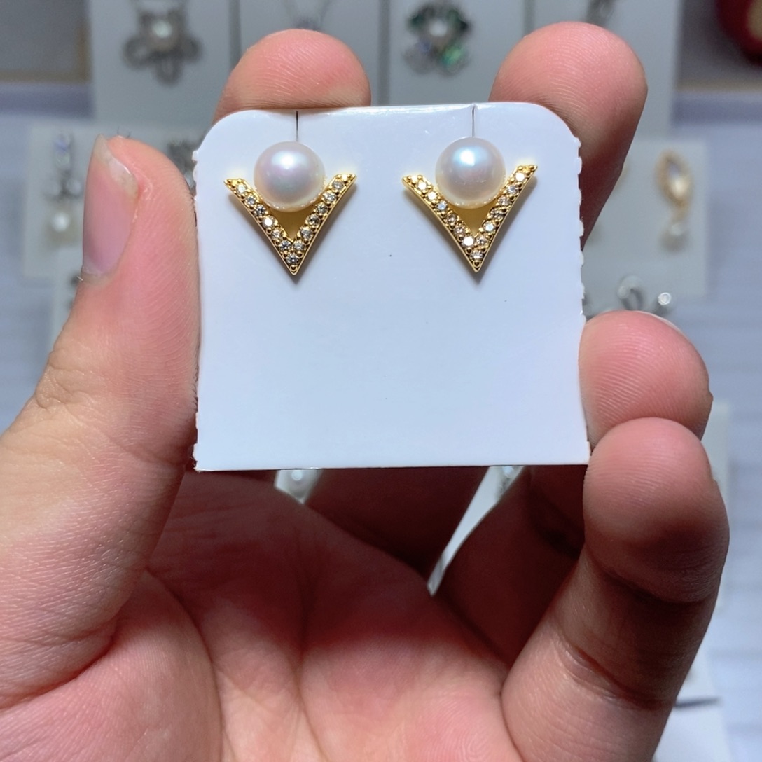 耳饰淡水珍珠银S925镶嵌