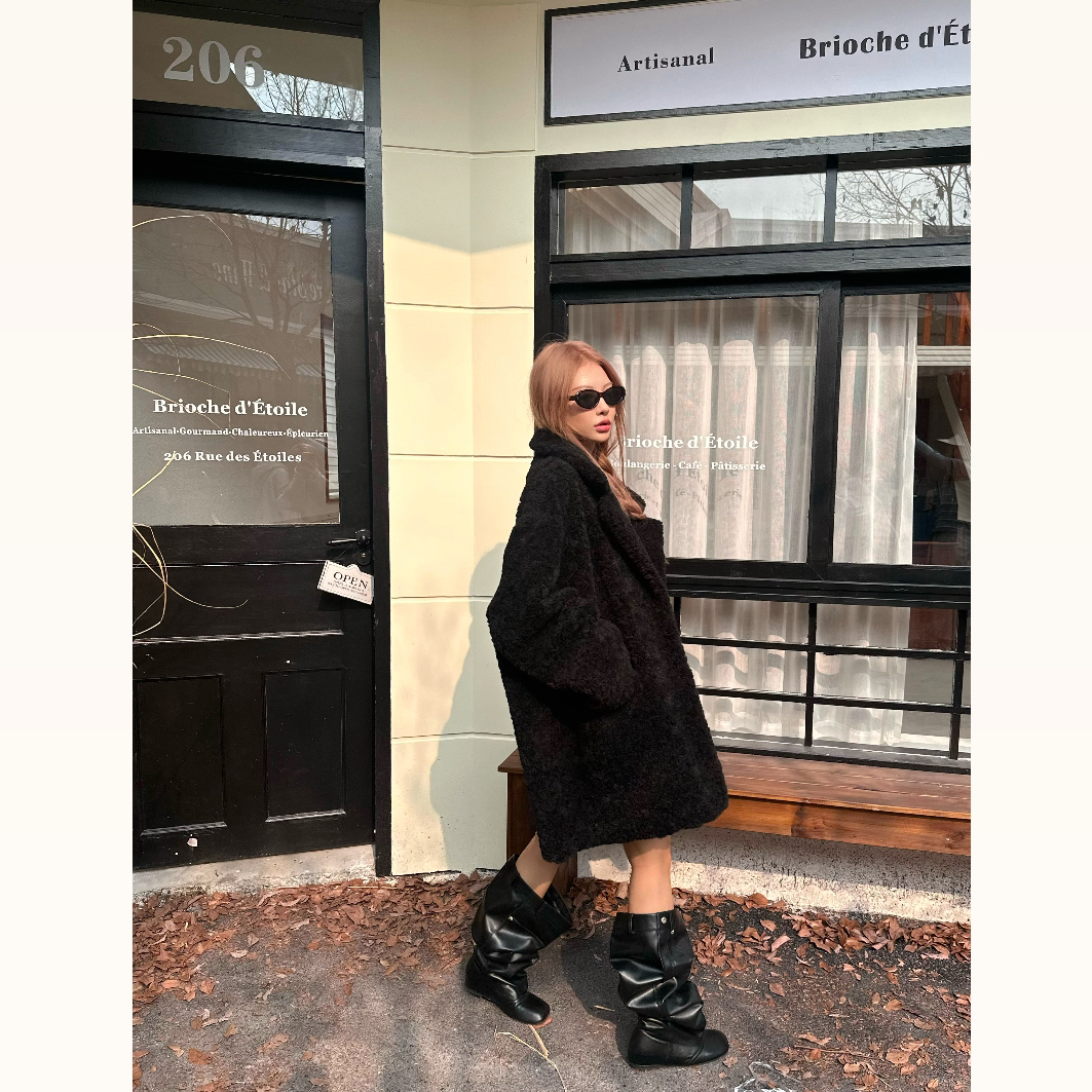 【一只鱼】一件过冬的泰迪熊中长款百搭慵懒冬季加厚外套女