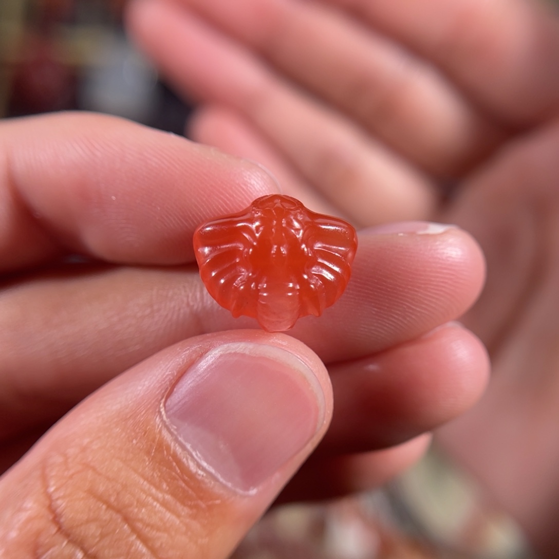 南红玛瑙大黑洞象神12*14.5未镶嵌