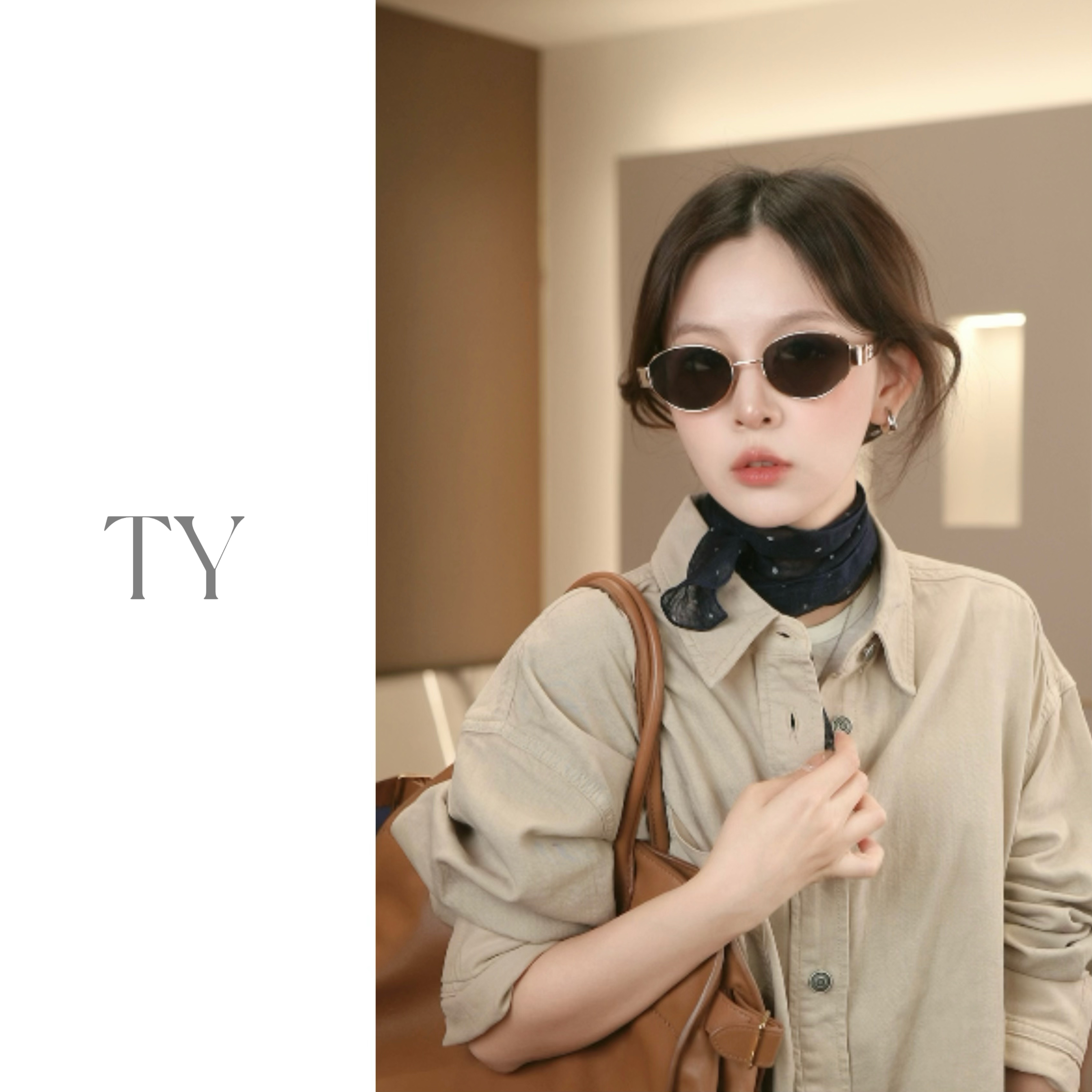 太一“金丝流光”uv400防晒墨镜复古高级感素颜女拍照小脸神器