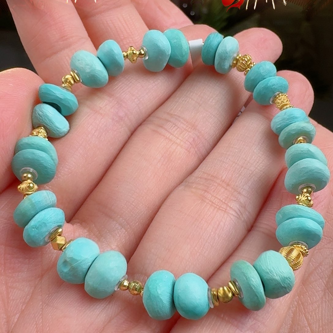 绿松石珠宝奇石18K金镶嵌