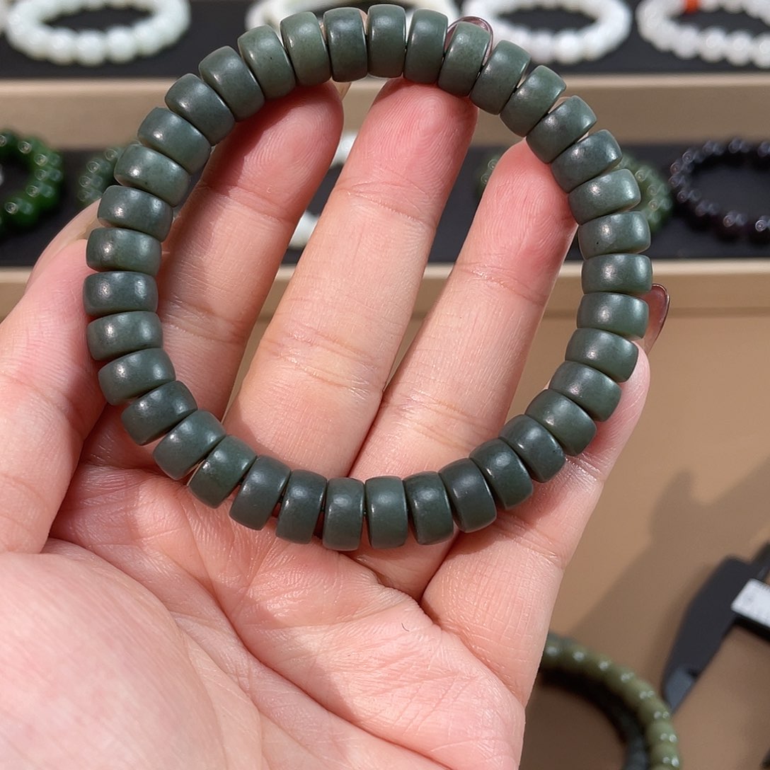 和田玉手链未镶嵌叶城蓝 9.8