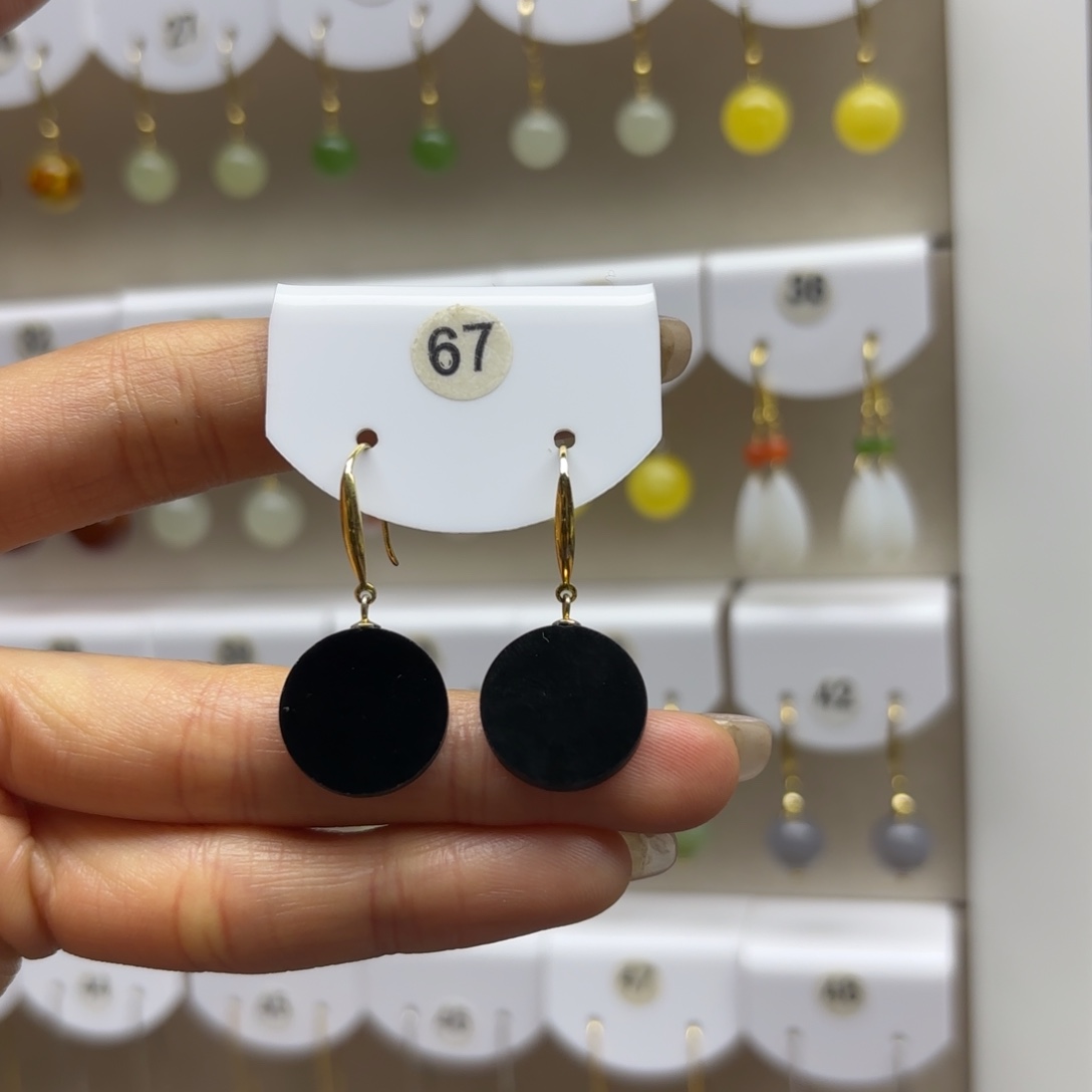 和田玉银S925镶嵌耳饰2