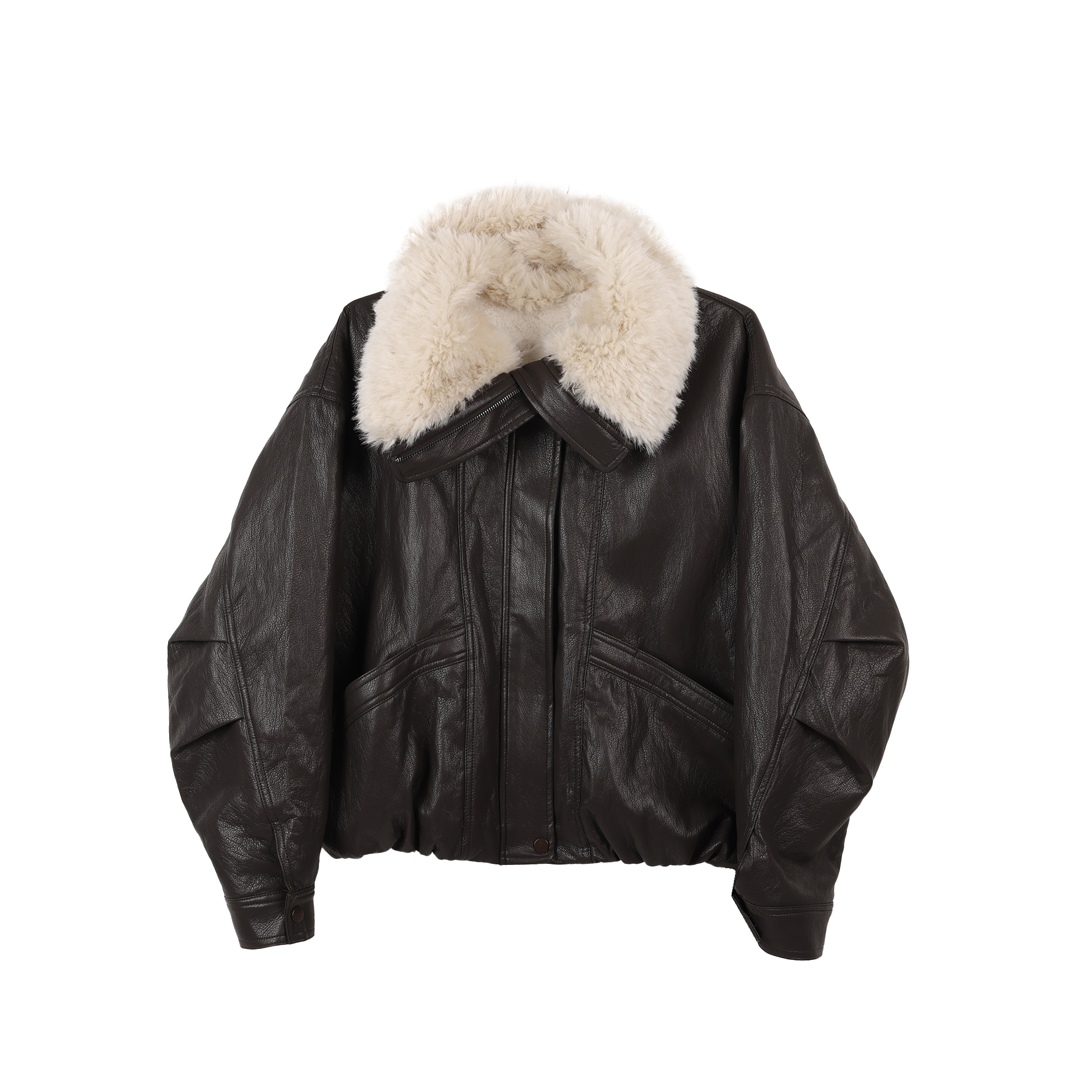 记忆的起点复古时尚PU外套2025冬季新款百搭毛毛外套69AD41188W