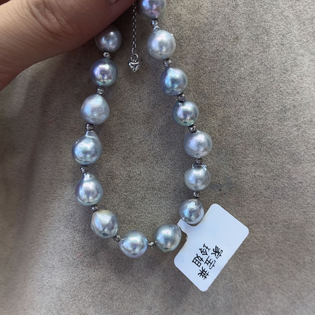 银S925镶嵌手绳海水珍珠