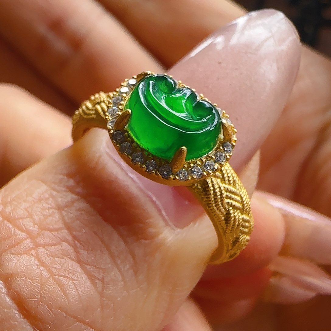 翡翠戒指银S925镶嵌翡翠130