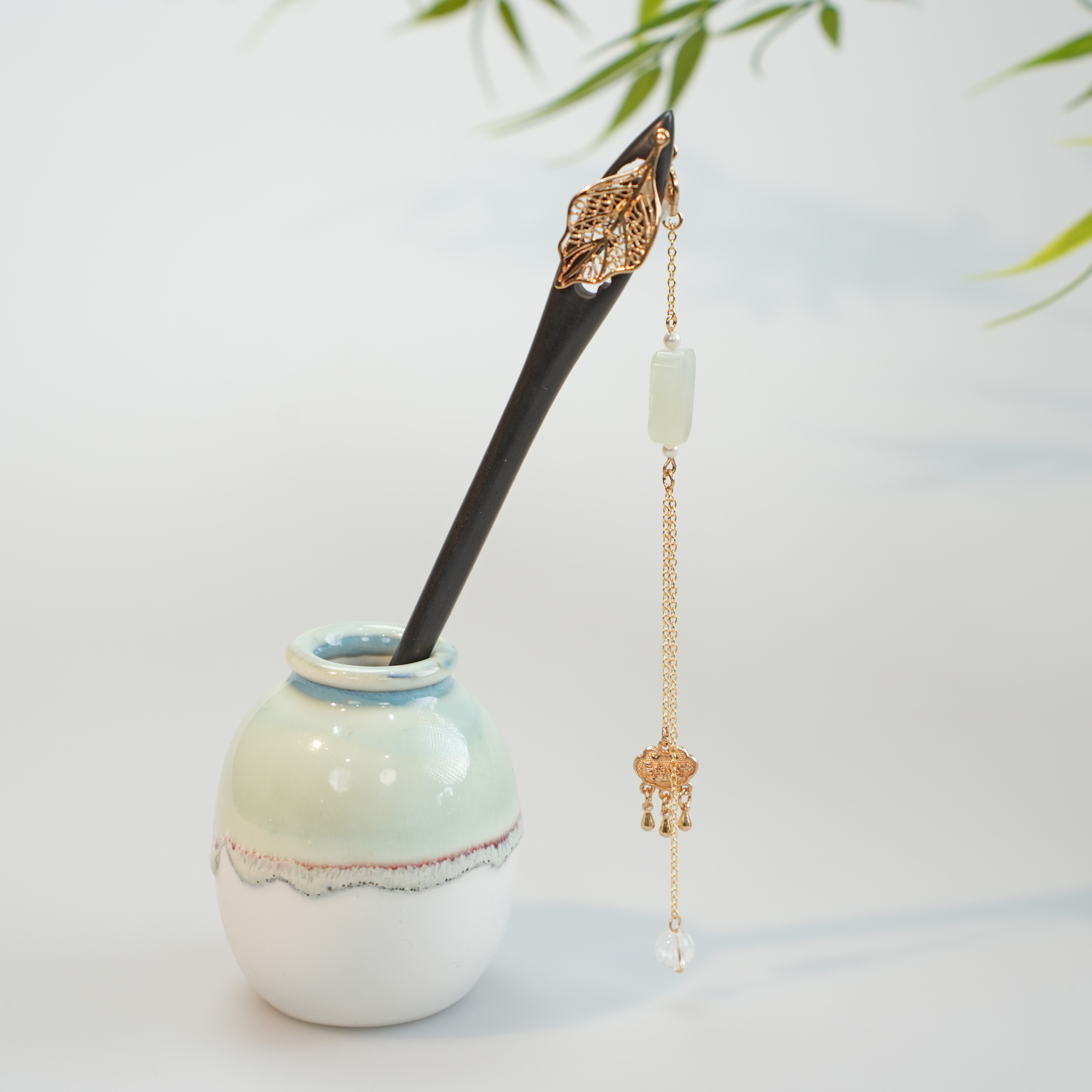 古悦倾城【小叶子木簪】古风盘发头饰檀木发簪中国风汉服百搭发饰