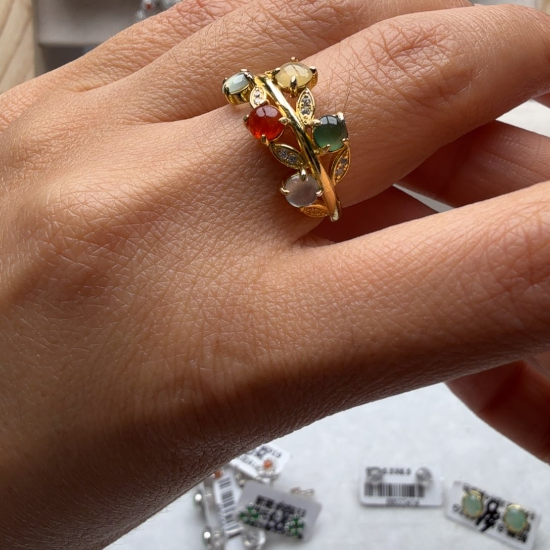 翡翠银S925镶嵌戒指354344