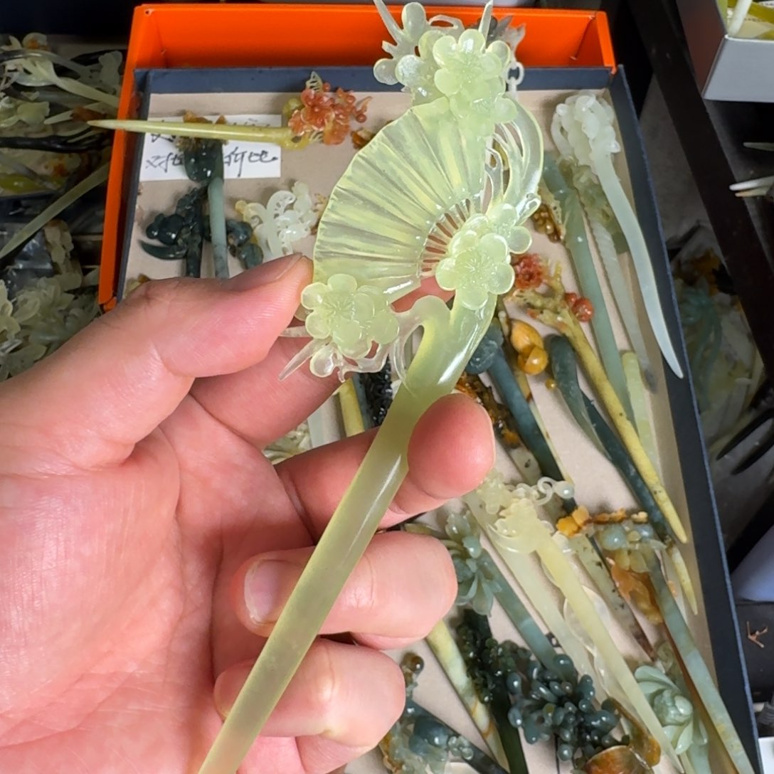 岫玉发饰未镶嵌明君玉簪就是好看